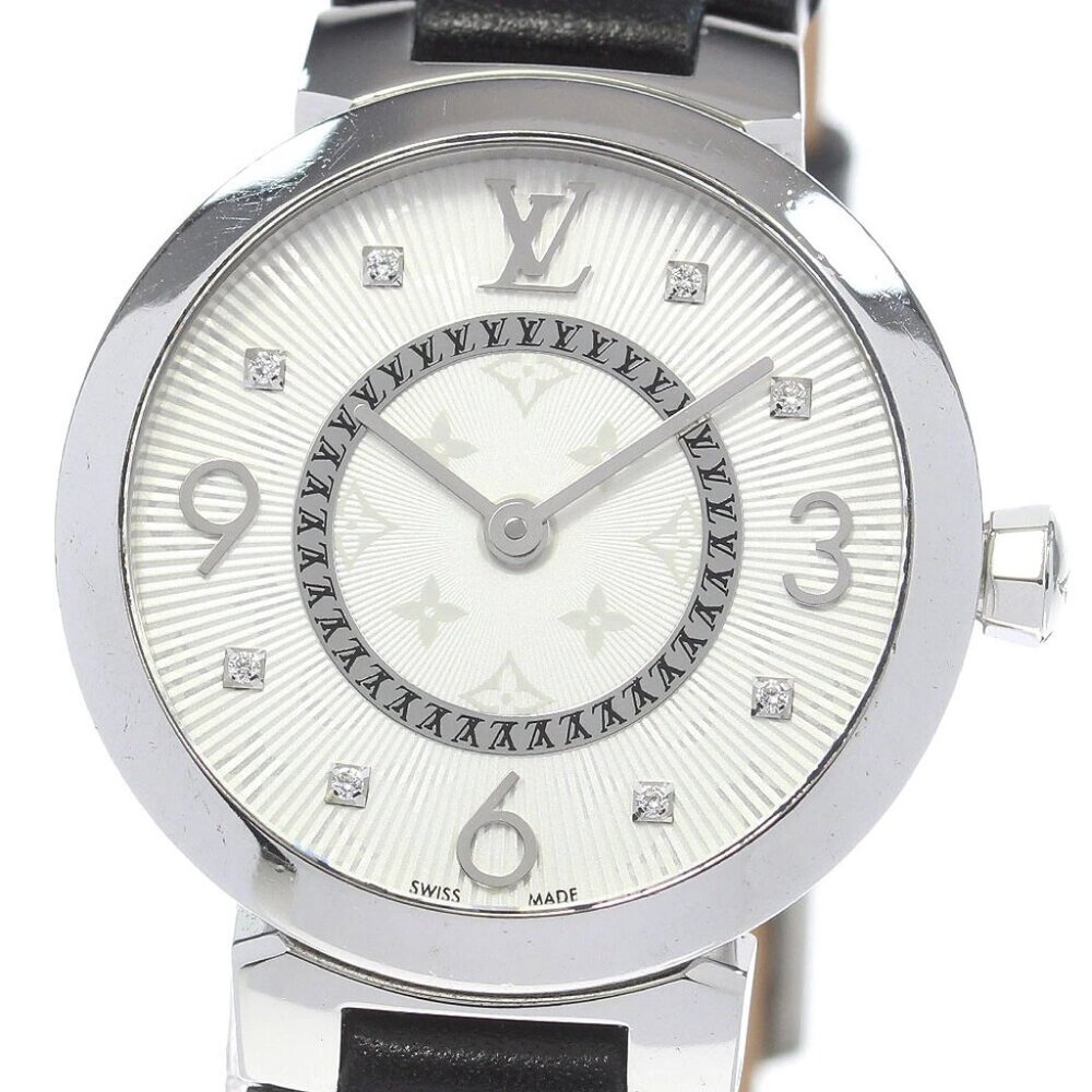 LOUIS VUITTON Tambour slim 8P diamond Silver Dial Quartz Ladies